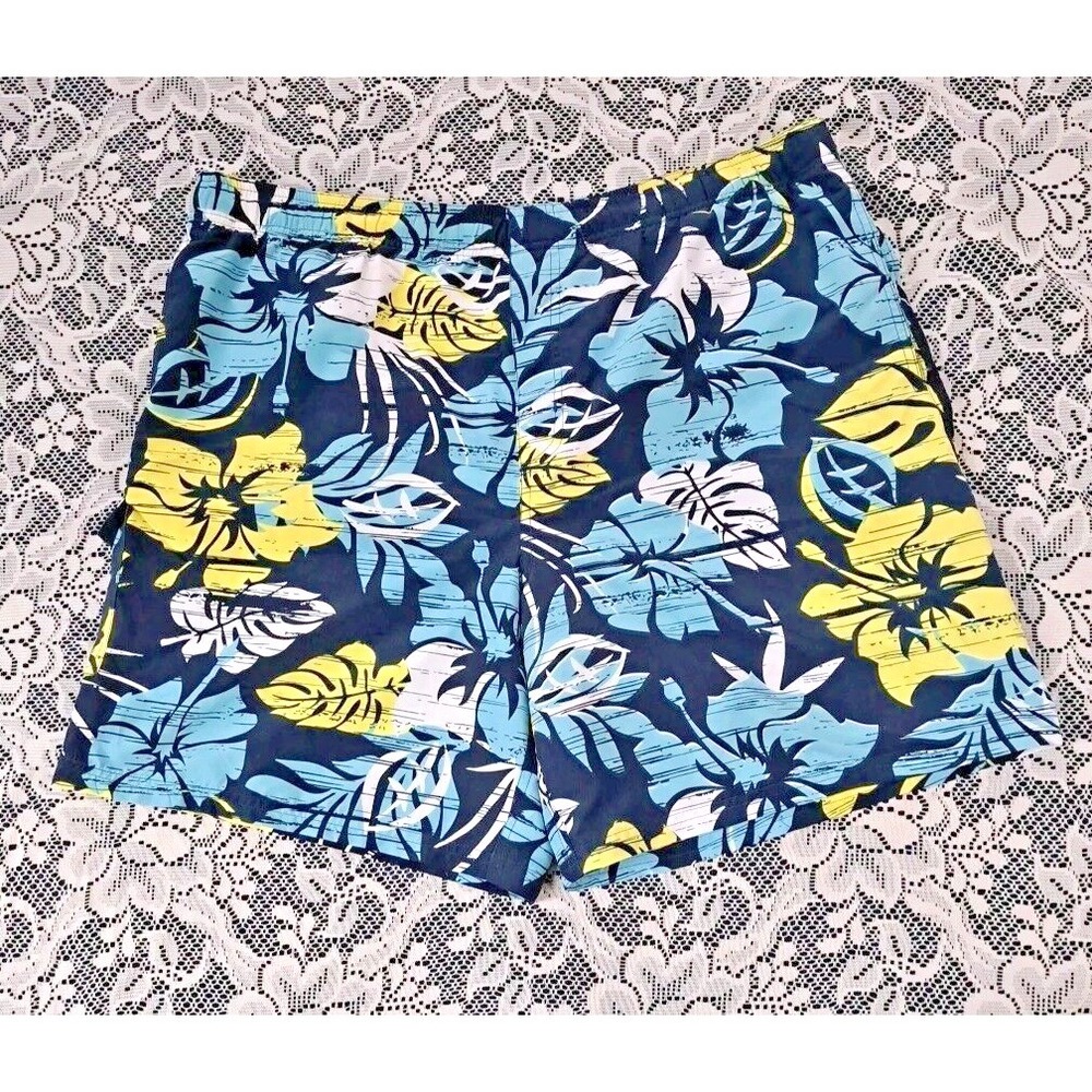 Ocean Core Swim Trunks Men's L Geometric Print Board Shorts‎ Drawstring  Pocket
